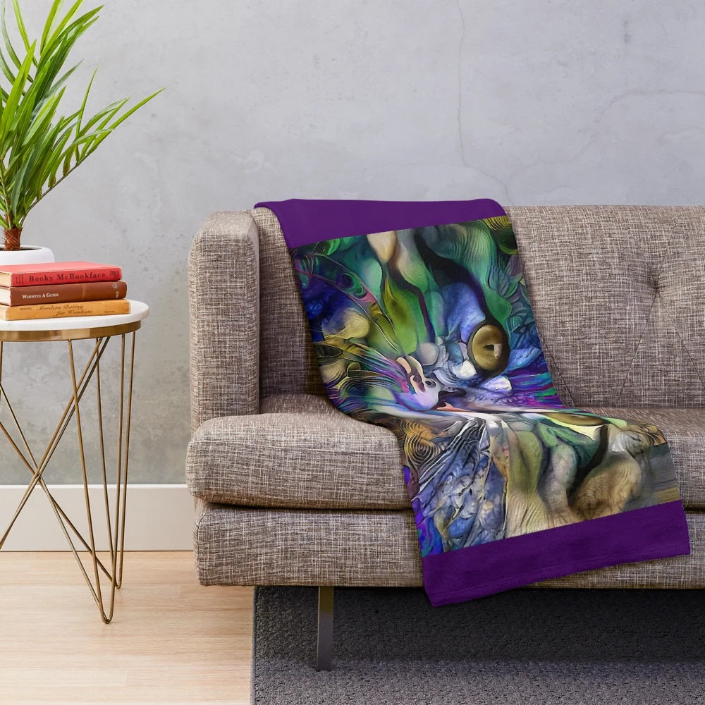 Arabelle plush blanket featuring cat paintings by Lea Roche