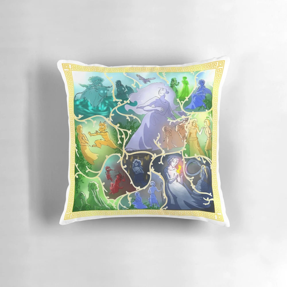 Arachne's Tapestry Pillow featuring a spider-themed design inspired by the Greek myth