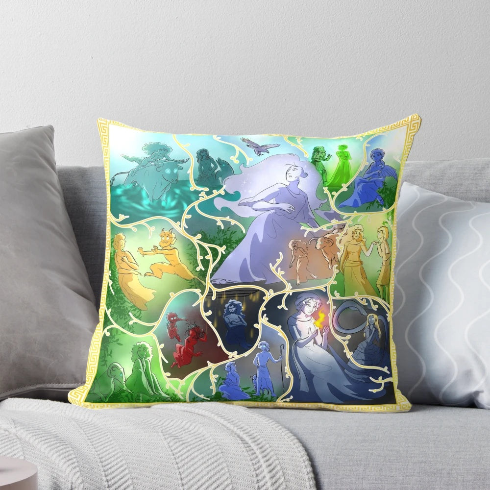 Arachne's Tapestry Pillow featuring a spider-themed design inspired by the Greek myth