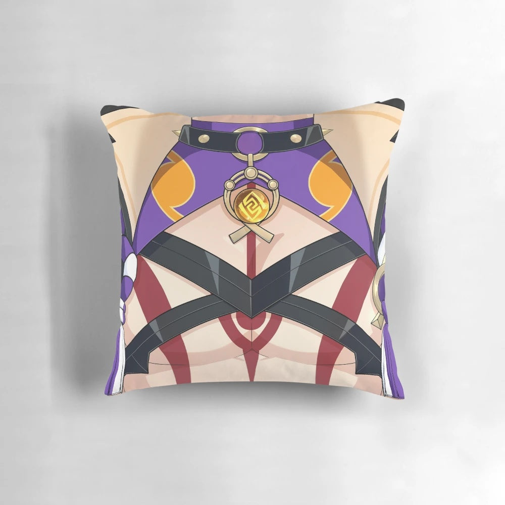 Soft, plush pillow featuring the Arataki Oni character from the popular anime-inspired game Genshin Impact.