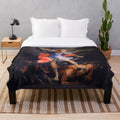 Plush blanket featuring Archangel Michael, a Catholic saint for protection from evil