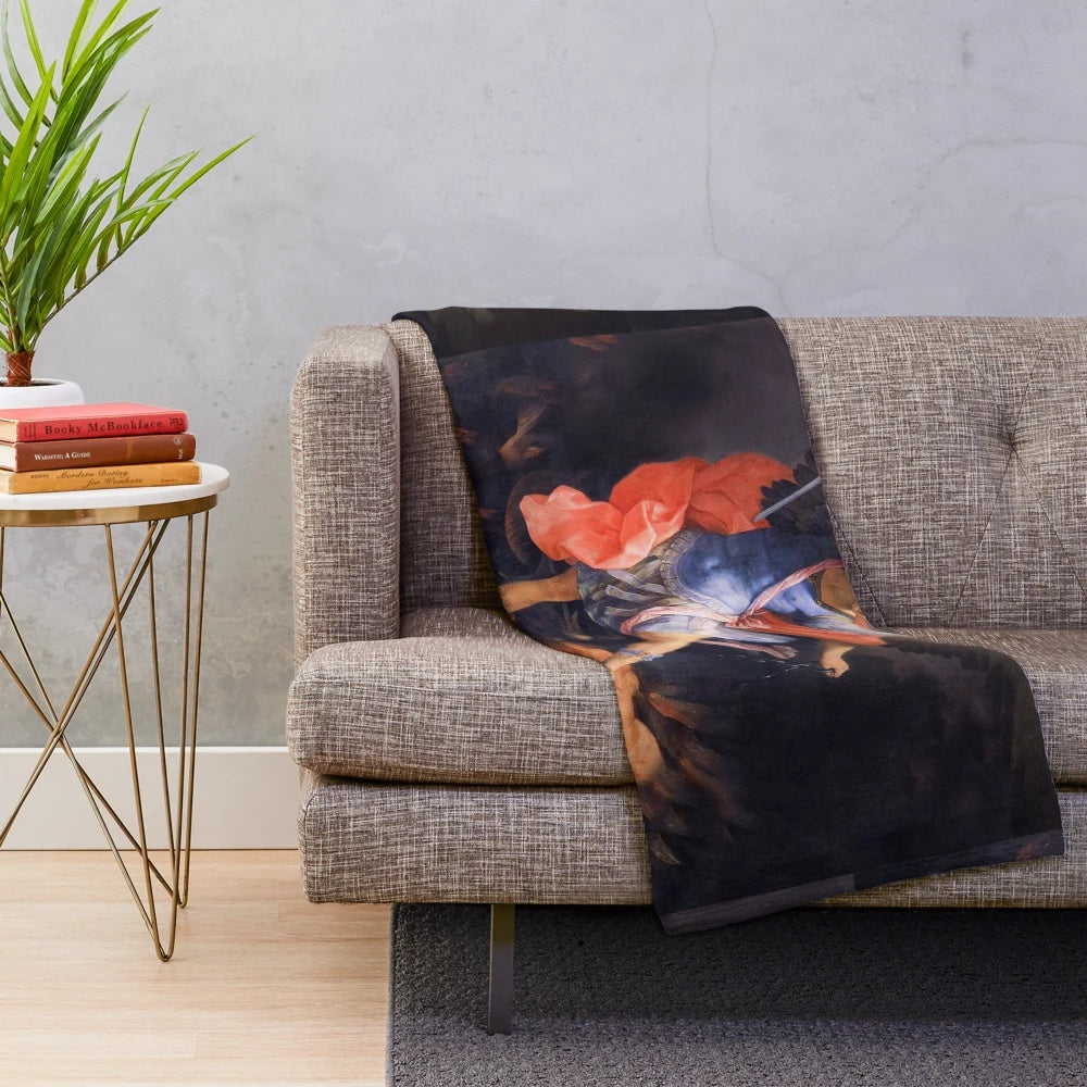 Plush blanket featuring Archangel Michael, a Catholic saint for protection from evil
