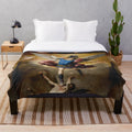 Archangel Michael plush blanket featuring the celestial warrior in battle with the fallen rebel angels