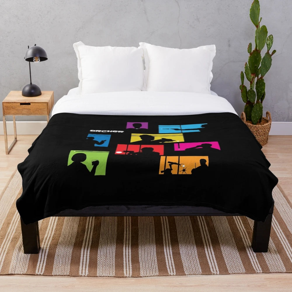 Archer Inspired Plush Blanket with Spy Thriller Motif