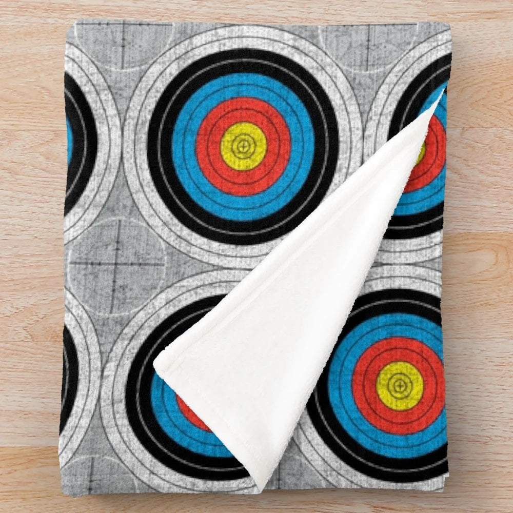 Archery-themed mid-century modern plush blanket