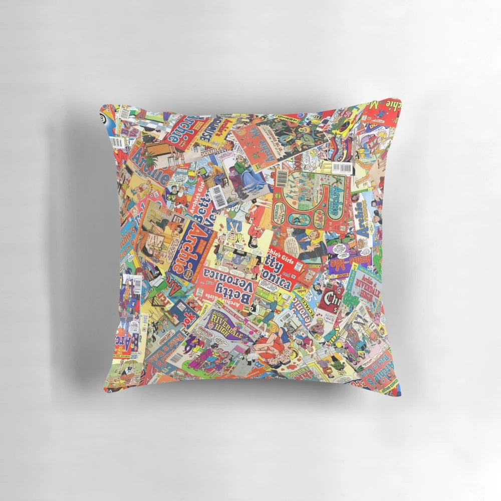 Colorful collage Archie Comics pillow for pop culture home decor