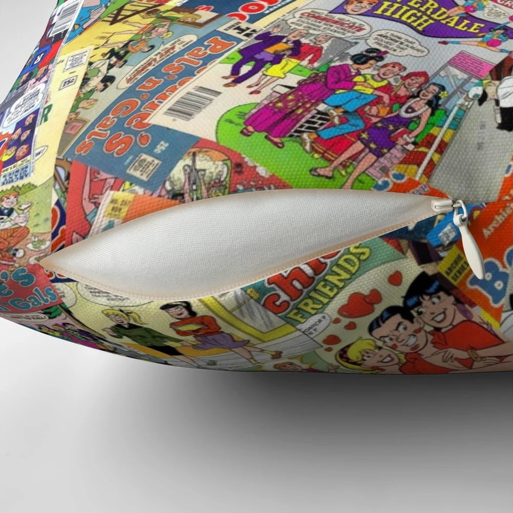 Colorful collage Archie Comics pillow for pop culture home decor