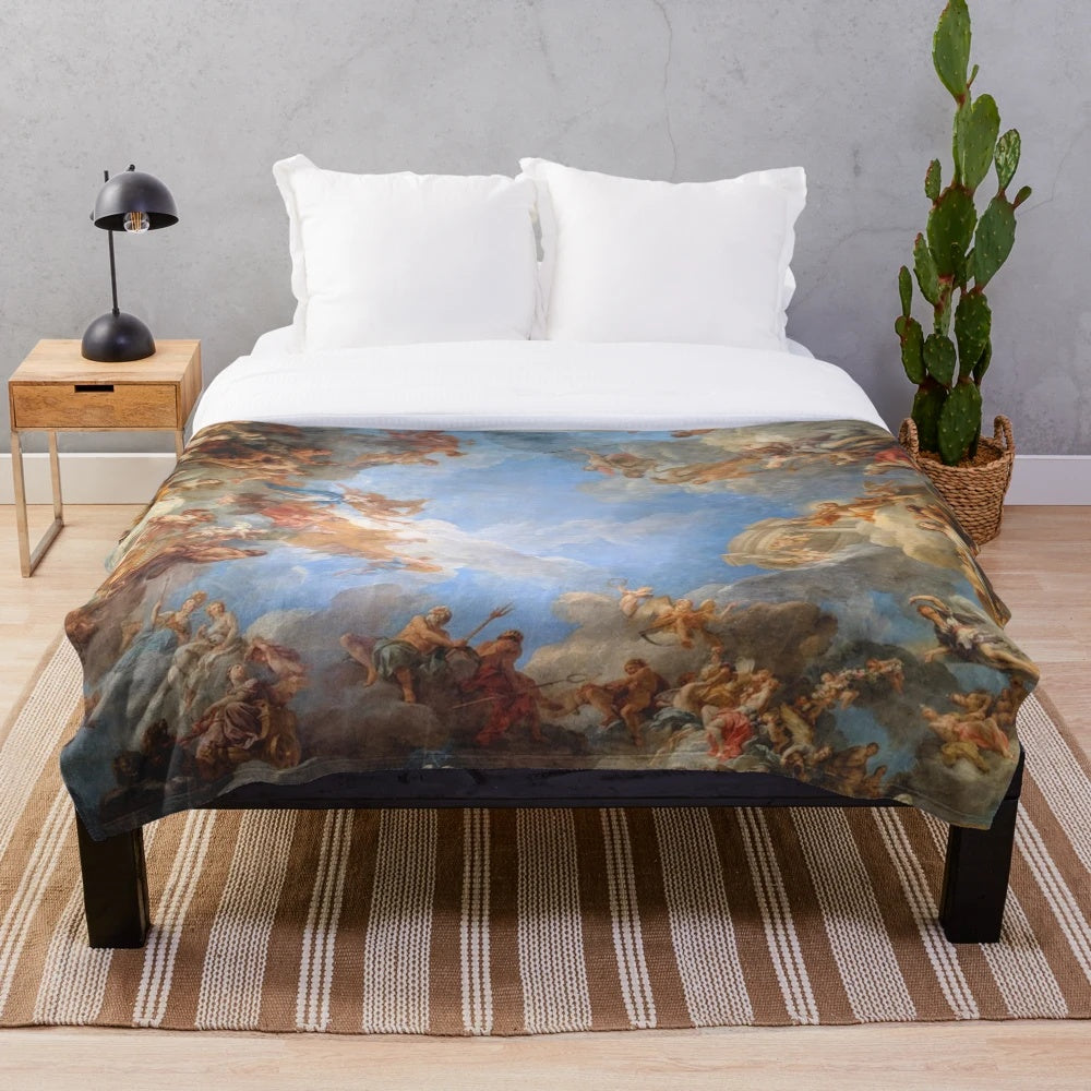 Plush blanket featuring a fresco of angels in the Palace of Versailles