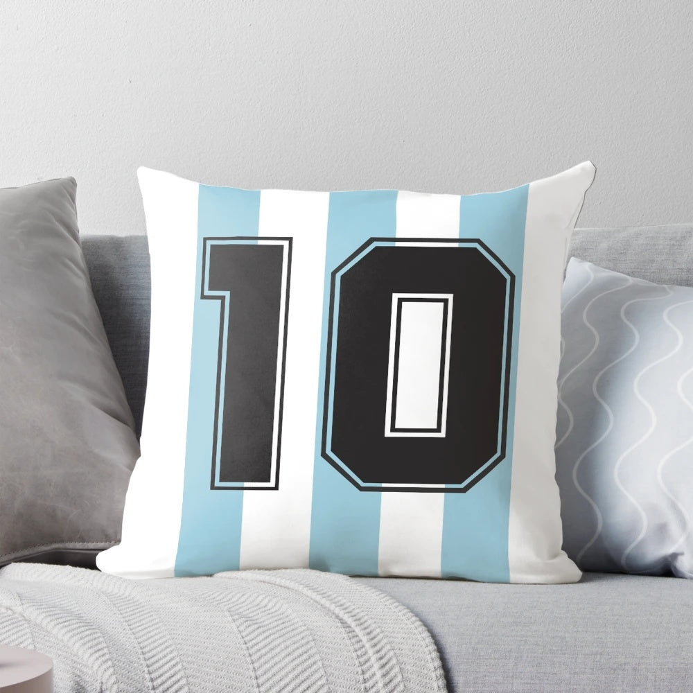 Argentina 10 Soccer Pillow featuring the iconic jersey number and national team colors