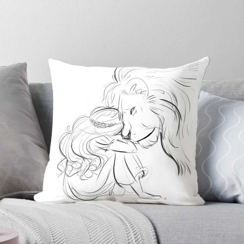 Arise Pillow with Lion Sketch and Scripture Verses