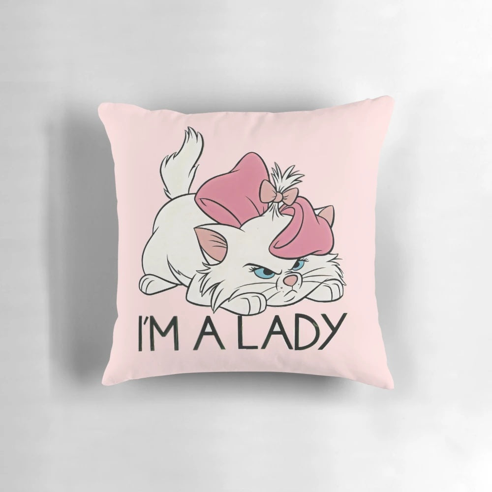 Plush cat-themed pillow featuring the character Marie from The Aristocats