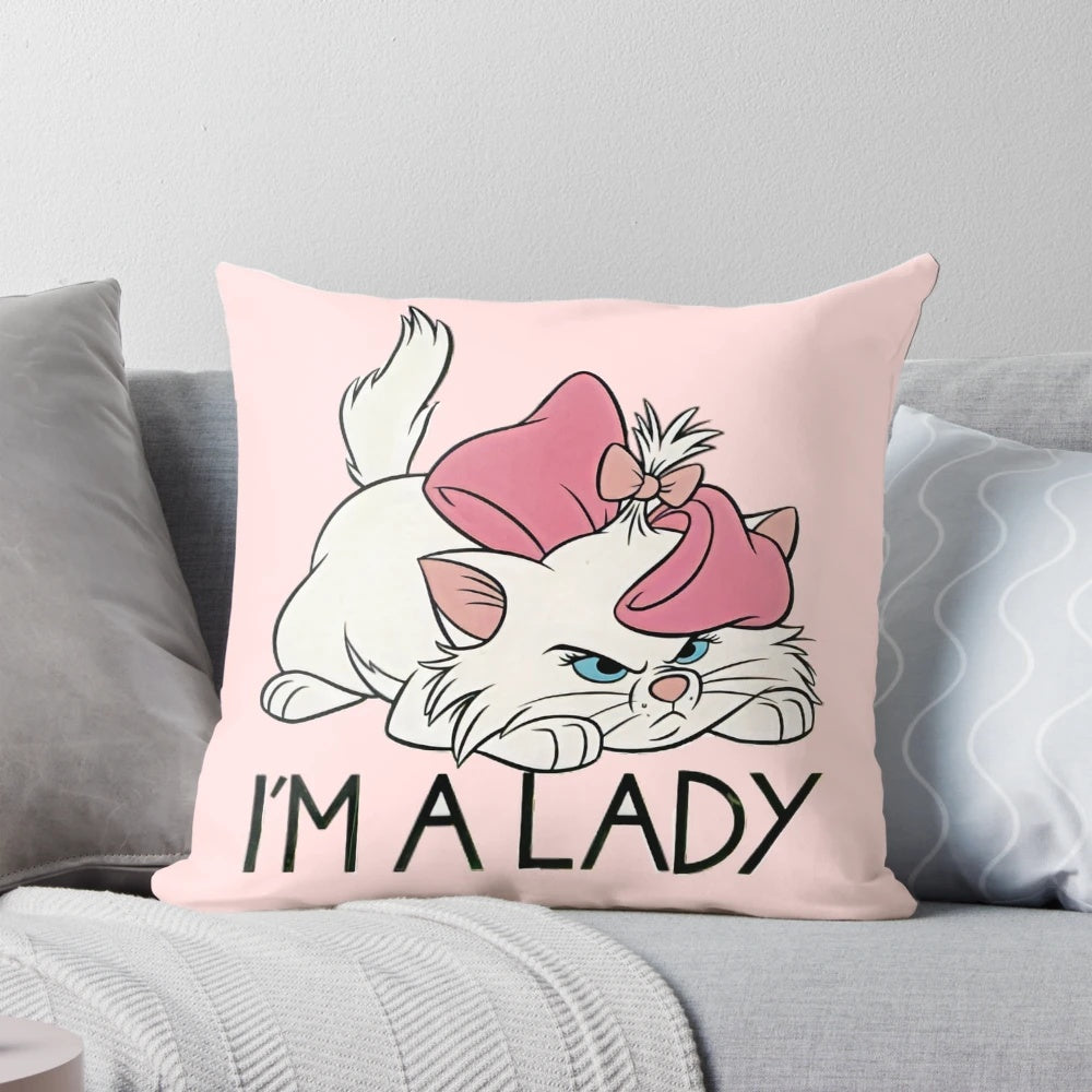 Plush cat-themed pillow featuring the character Marie from The Aristocats