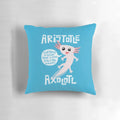 Aristotle Axolotl decorative pillow with a cute, whimsical design featuring an axolotl inspired by the philosopher Aristotle.