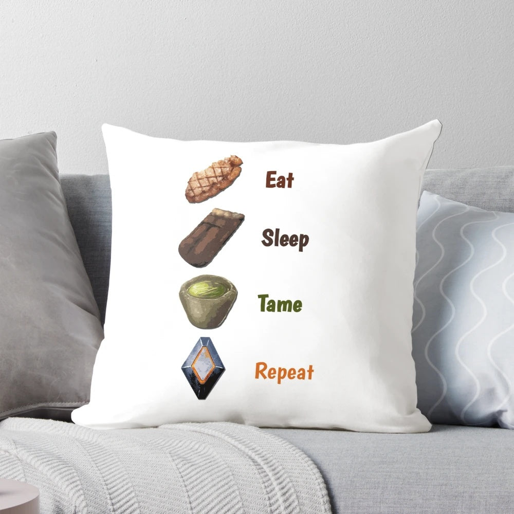 Ark Survival Evolved themed pillow with dinosaur and survival motifs