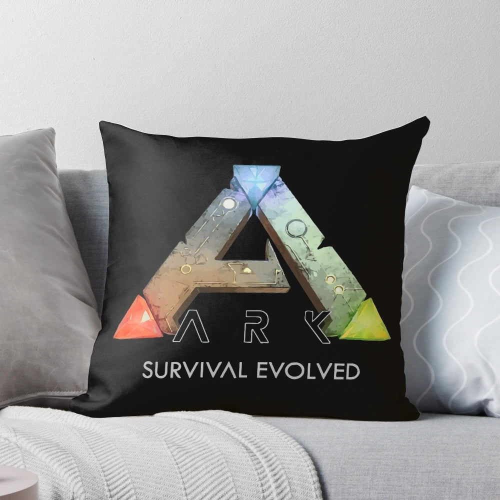 Ark Survival Evolved-inspired pillow featuring dinosaurs and gameplay elements