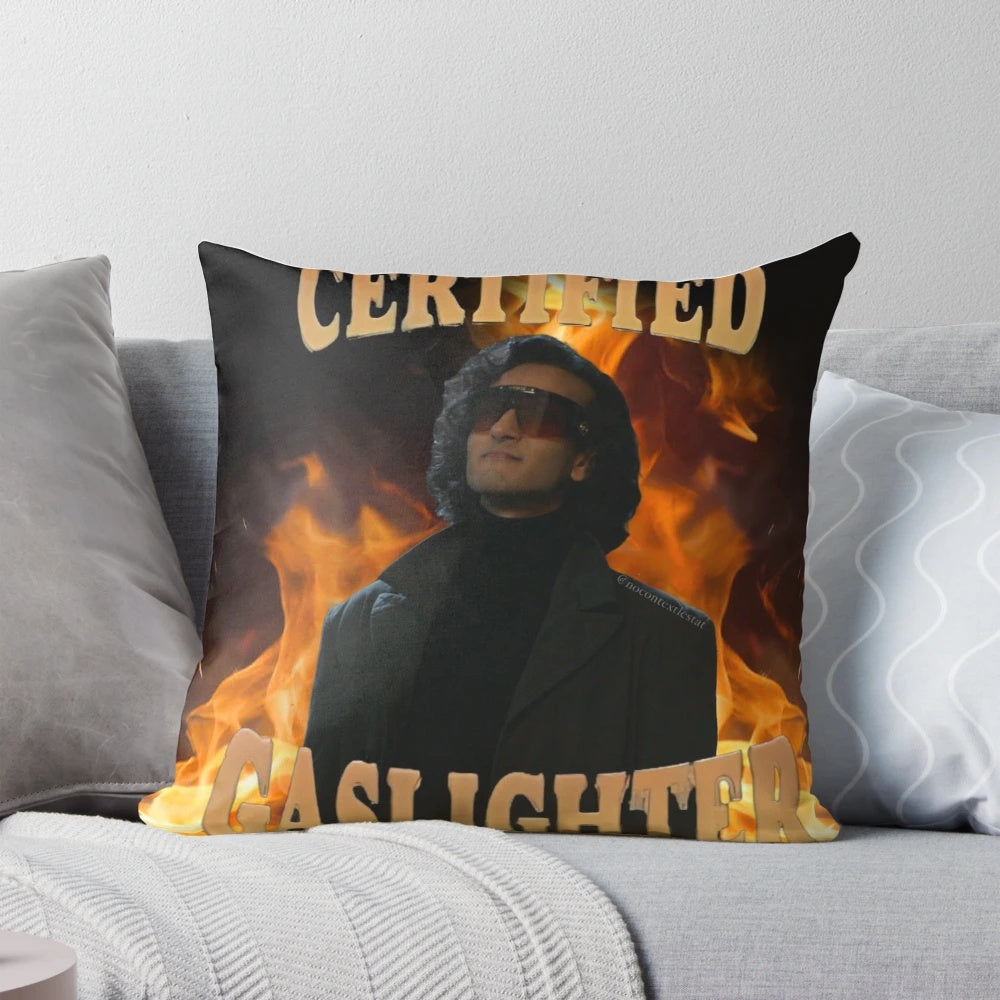Armand - Certified Gaslighter Pillow, a decorative pillow featuring the character Armand from The Vampire Chronicles