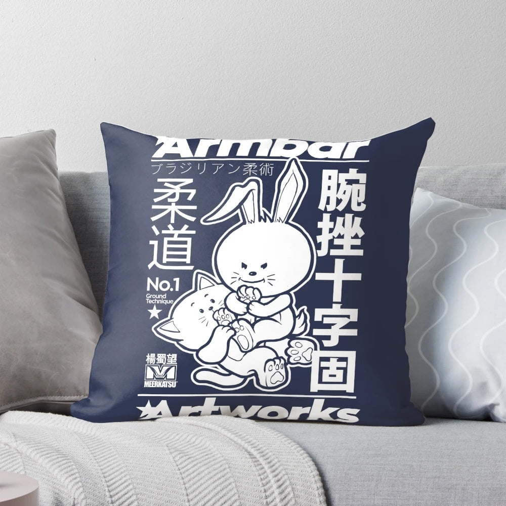 Armbar artwork jiu jitsu pillow featuring a kawaii, cute design for Brazilian Jiu-Jitsu and grappling enthusiasts