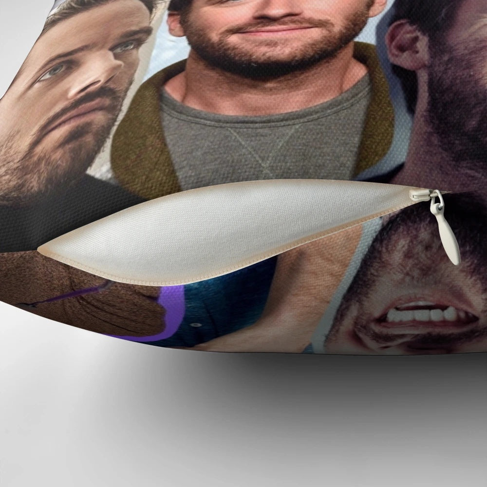 Armie Hammer Call Me By Your Name Collage Pillow featuring the actor and his co-star Timothée Chalamet