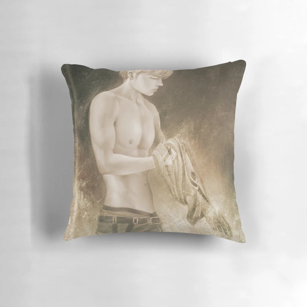 Armin Arlert anime-inspired decorative pillow, featuring the beloved character from the hit show Attack on Titan.