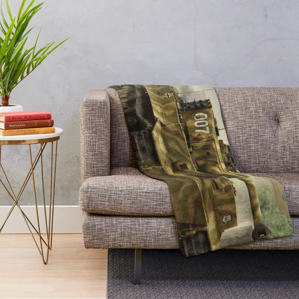 Panzer Tiger military tank plush blanket
