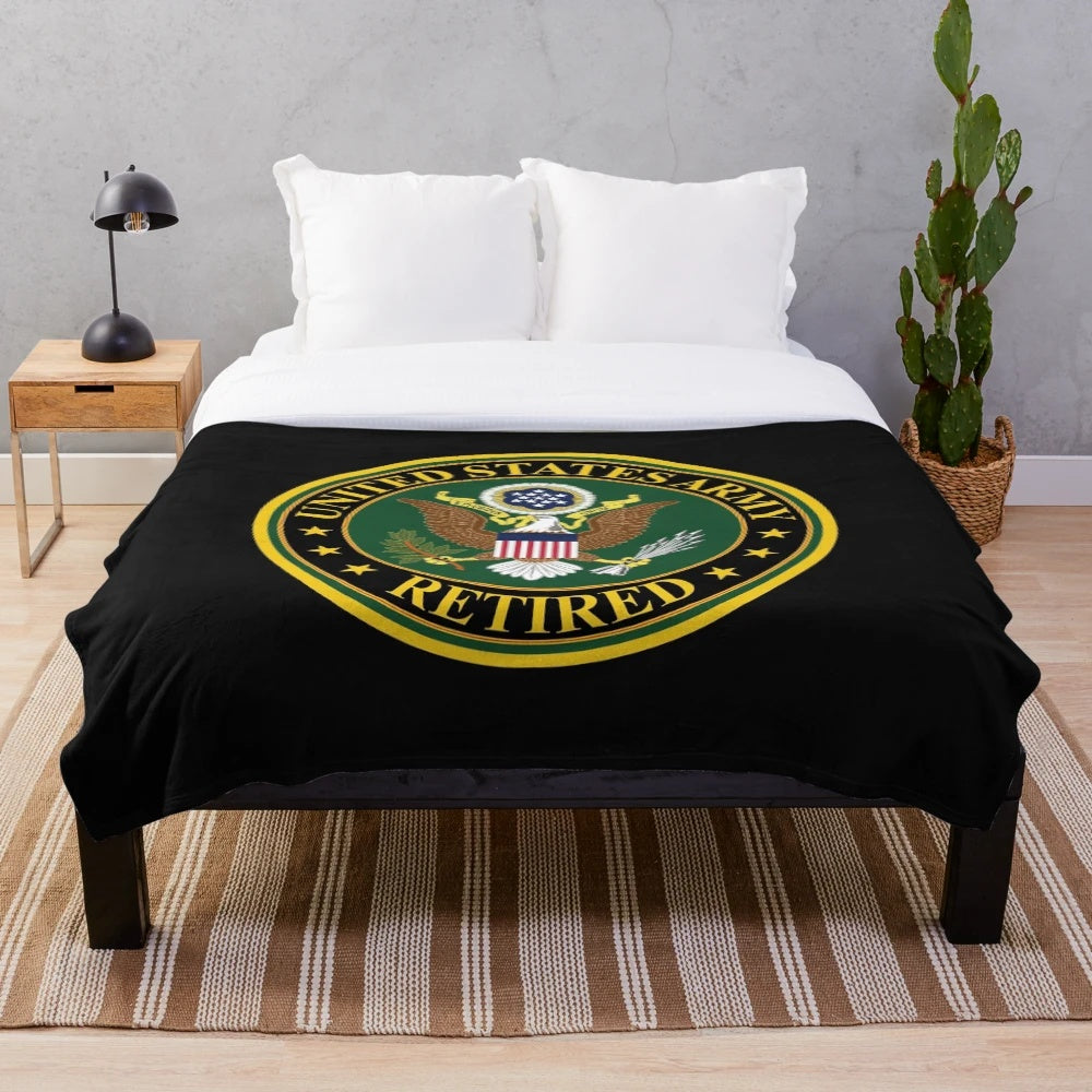 Army Inspired Plush Blanket with US Army Retired Design