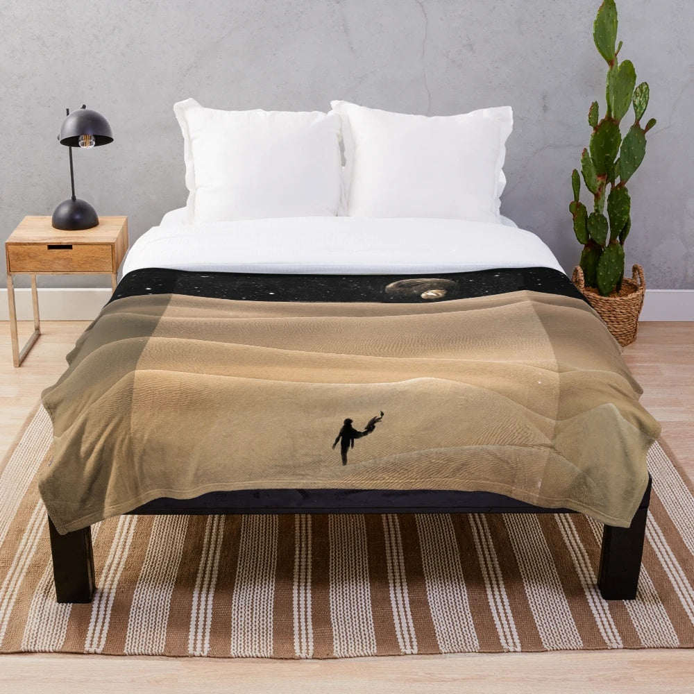 Dune-themed plush blanket featuring Arrakis imagery