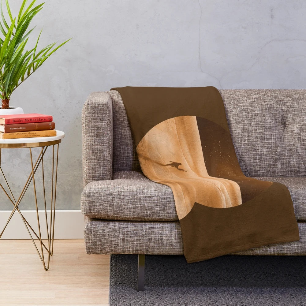 Dune-inspired plush blanket with Arrakis planet design