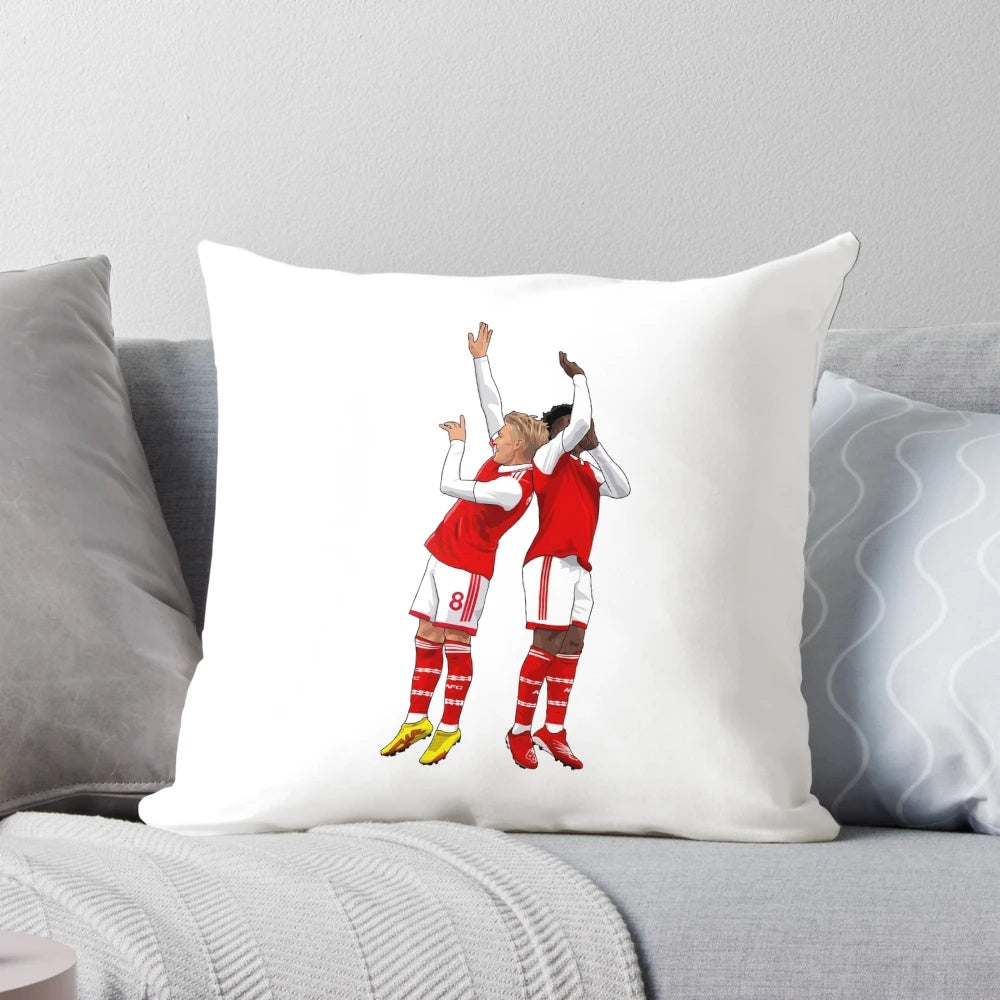 Arsenal FC Pillow Featuring Bukayo Saka and Martin Odegaard Celebration