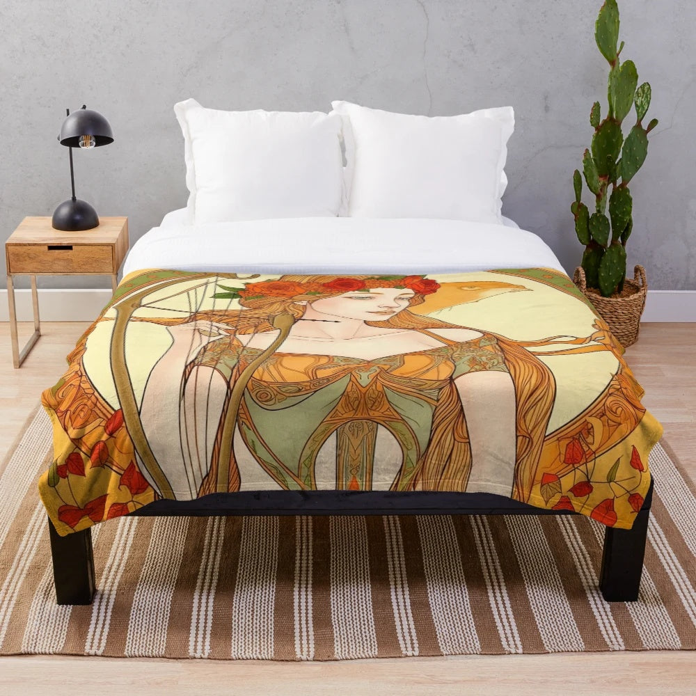 Artemis Greek Goddess Themed Plush Blanket