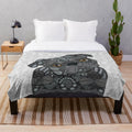 Black Pug Plush Blanket with Intricate Design