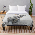 Soft, cozy plush blanket featuring a beautiful watercolor hare design
