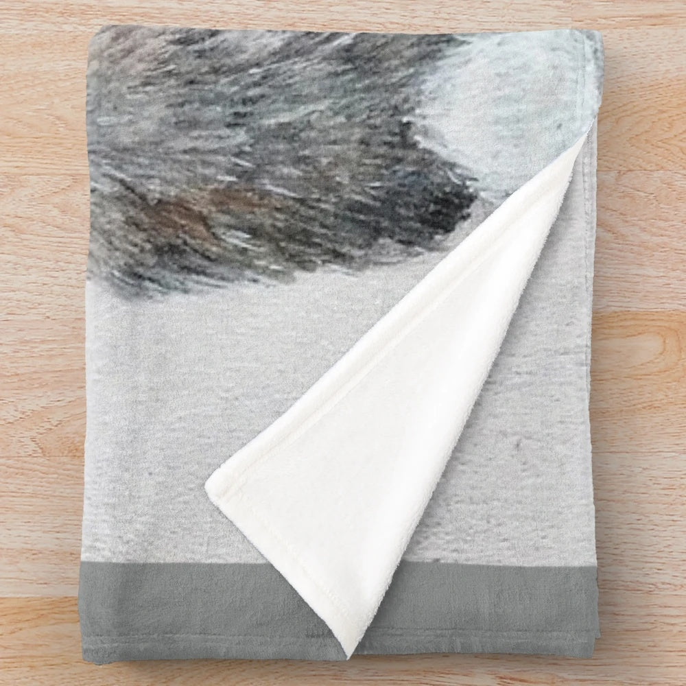 Soft, cozy plush blanket featuring a beautiful watercolor hare design