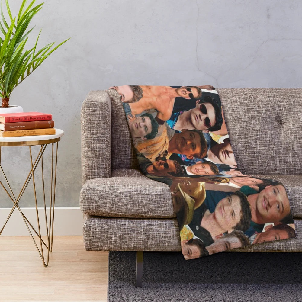 Miles Teller photo collage design on a soft, plush blanket
