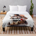 Plush blanket featuring artwork of the outlaw Arthur Morgan from the Red Dead Redemption video game series
