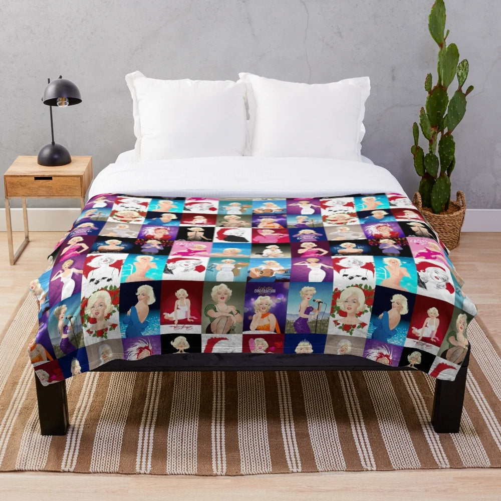 Artful patchwork plush blanket with abstract design
