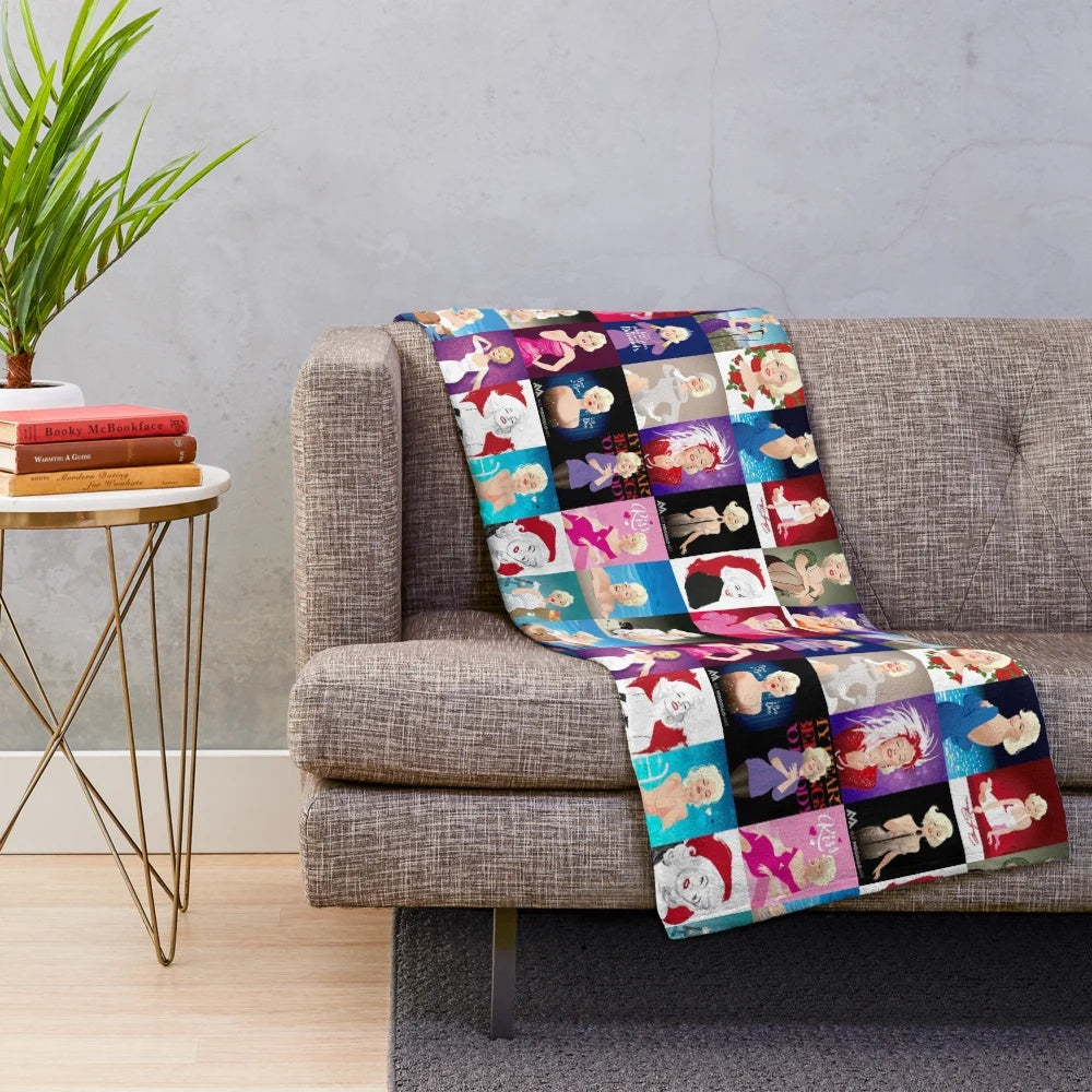 Artful patchwork plush blanket with abstract design