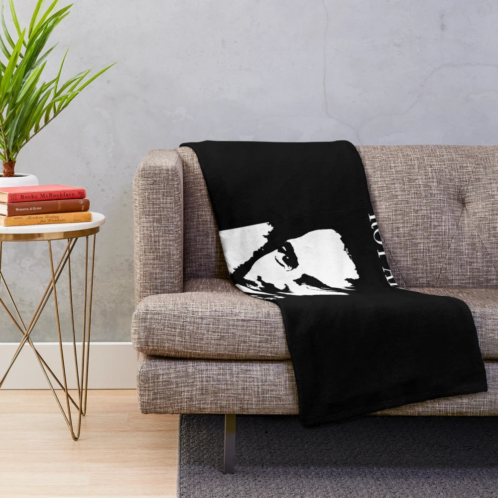 Plush blanket featuring an abstract, minimalist portrait of jazz musician Roy Ayers
