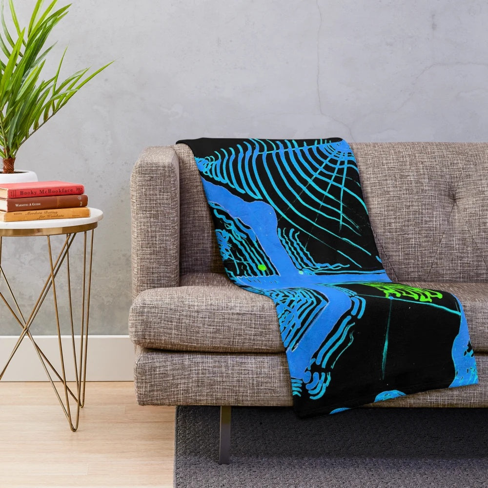 Trampolim Plush Blanket with vibrant abstract design and pop culture elements
