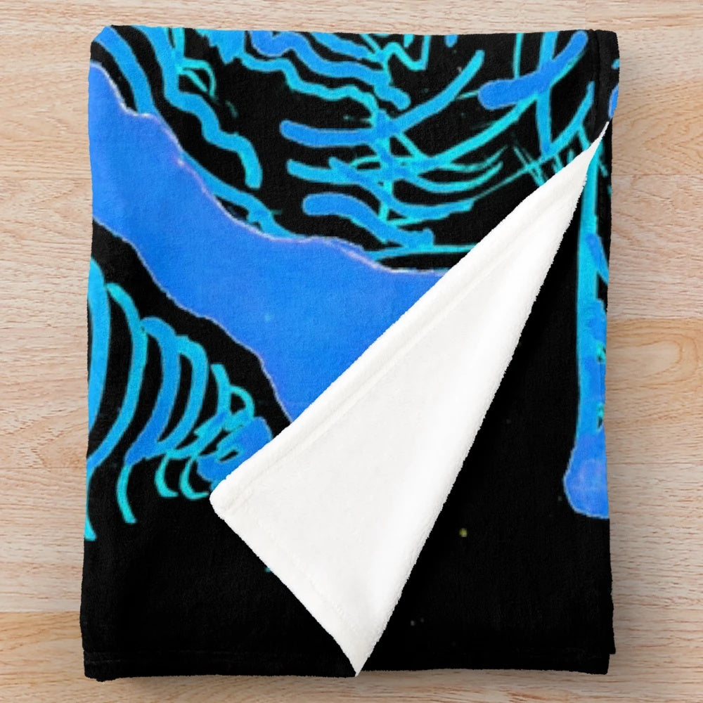 Trampolim Plush Blanket with vibrant abstract design and pop culture elements