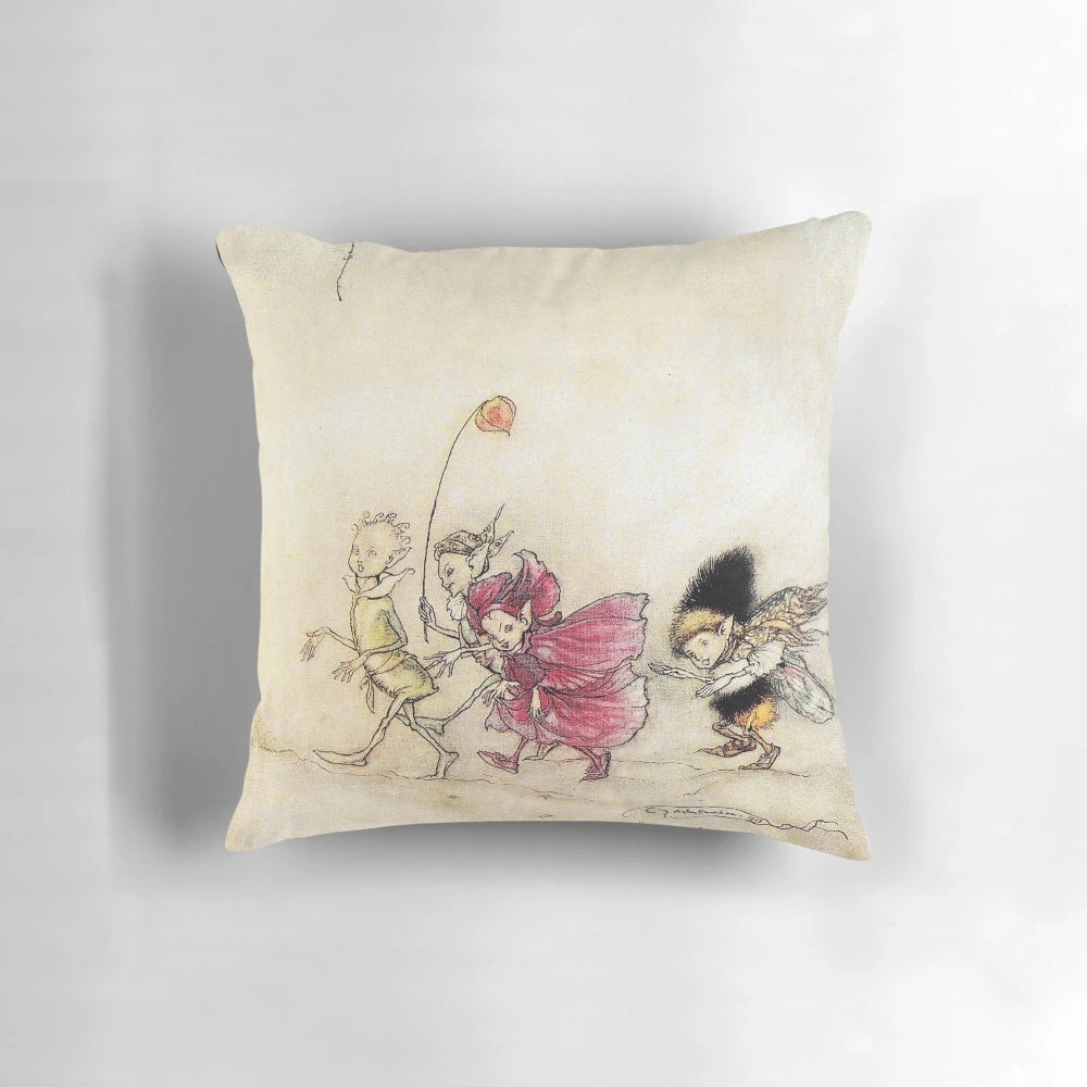 Arthur Rackham illustration of peaseblossom, cobweb, moth, and mustardseed fairies from A Midsummer Night's Dream