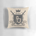King Arthur Pendragon Crest Pillow with Dragon and Sword Motif