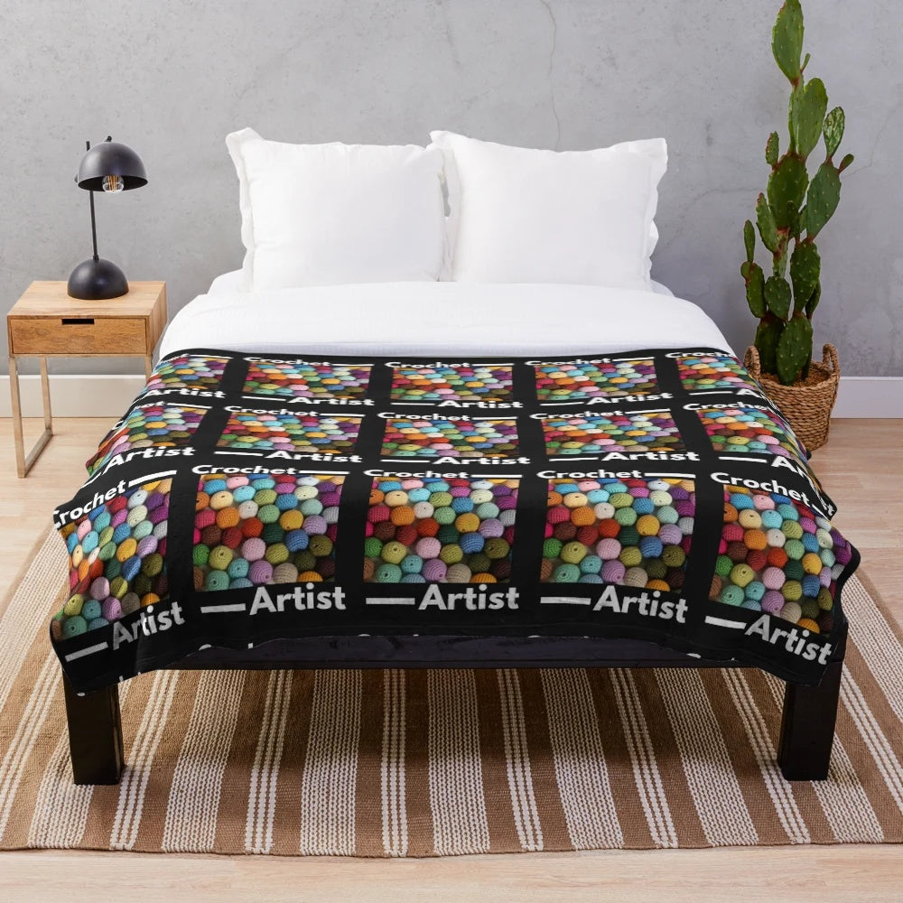 Crochet art painting plush blanket