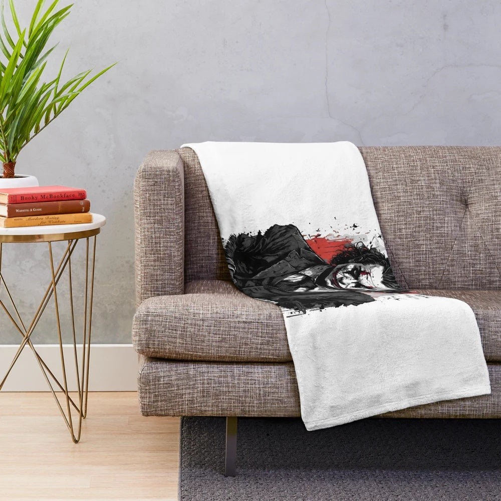 Dark Joker plush blanket with oil paint-inspired design