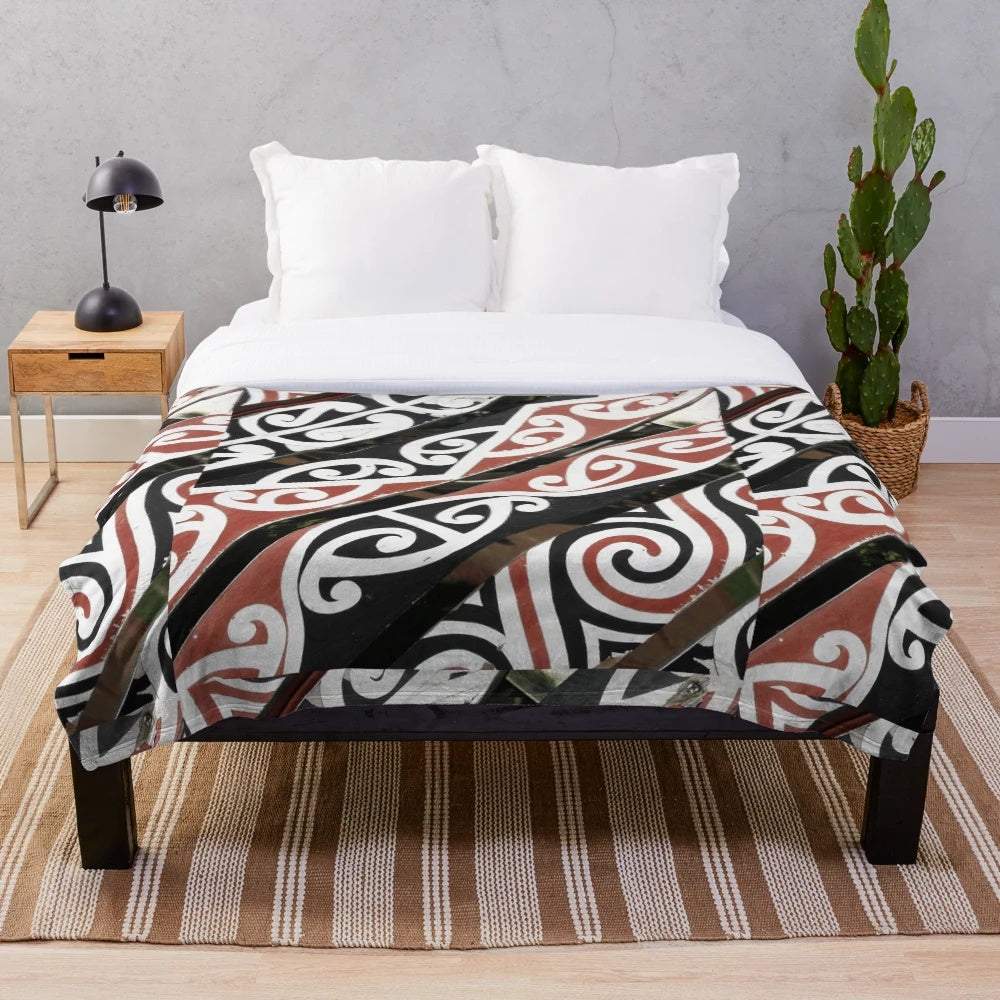 Maori Pride Plush Blanket featuring indigenous cultural design