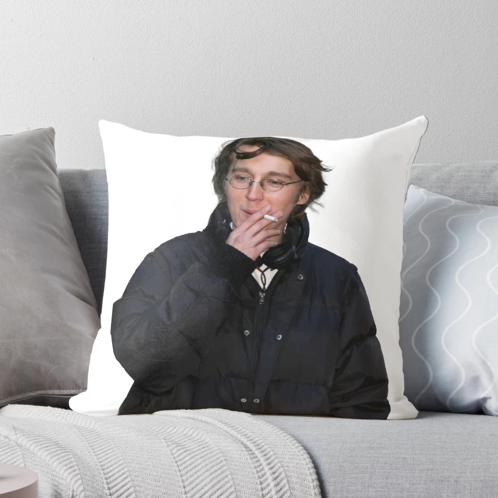 Plush pillow featuring a portrait of actor Paul Dano