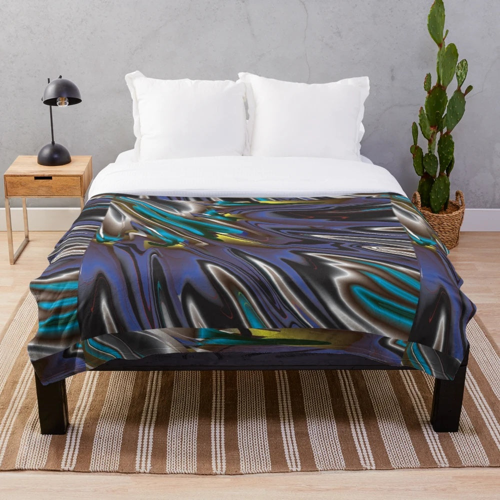 Artisanal designer plush blanket with a vibrant, textured pattern