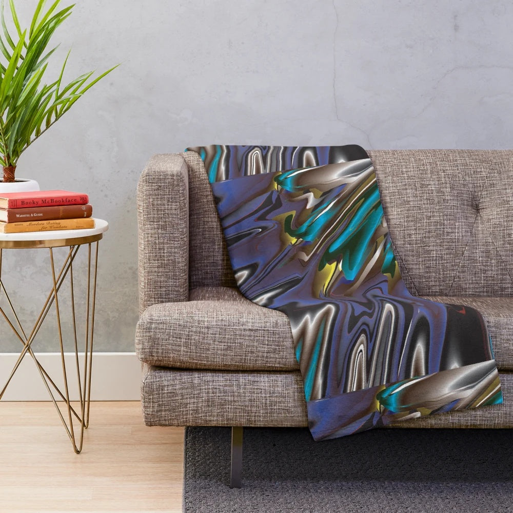 Artisanal designer plush blanket with a vibrant, textured pattern