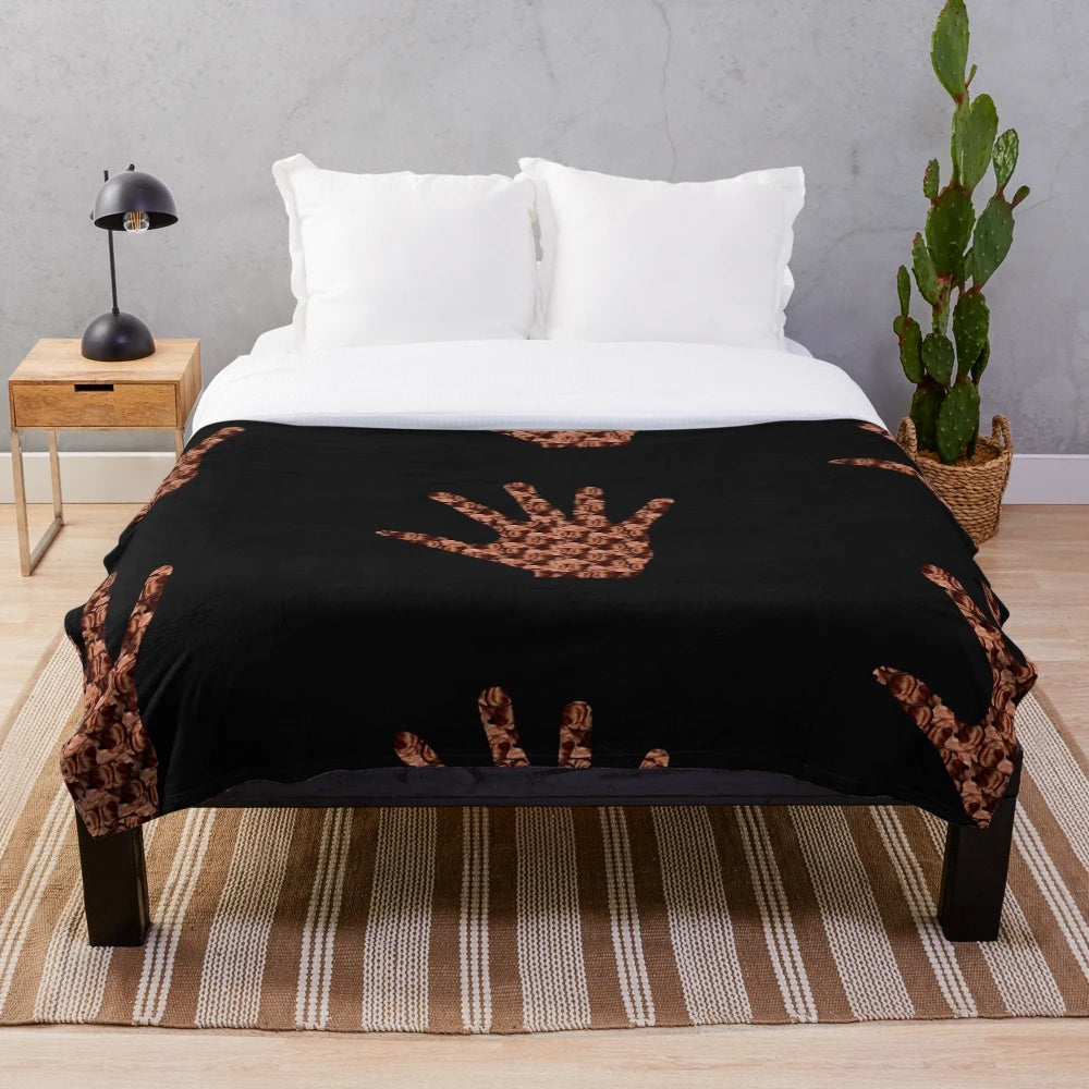 Soft, plush blanket with nature-inspired patterns and minimalist design