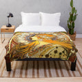 Decorative plush blanket featuring Alphonse Mucha's art nouveau-style zodiac design
