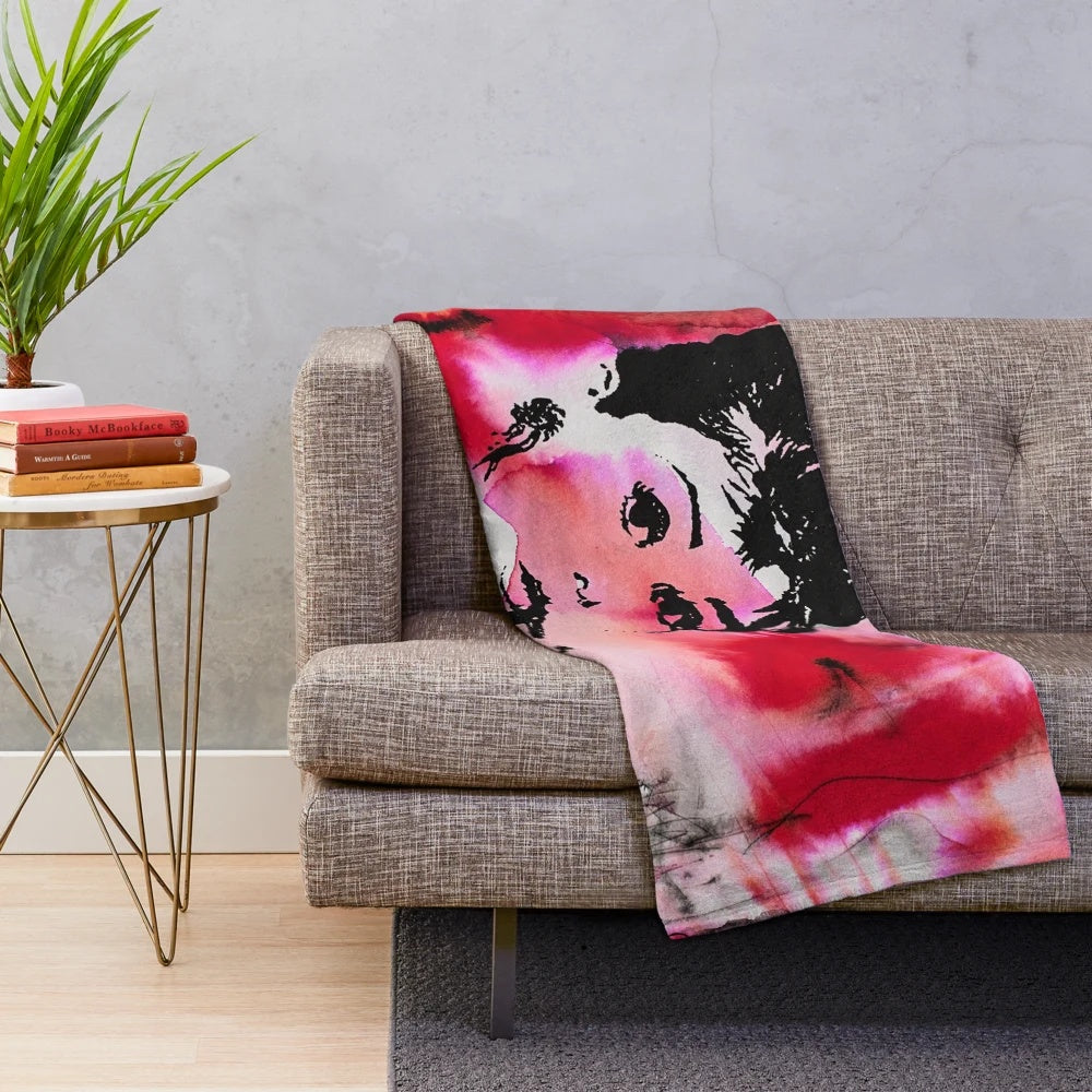 Artistic Audrey Hepburn inspired plush blanket for home decor